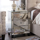 Chevron Mirrored End Table - Modern Hollywood Regency Glamour with 3 Drawers for Stylish Storage and Decor