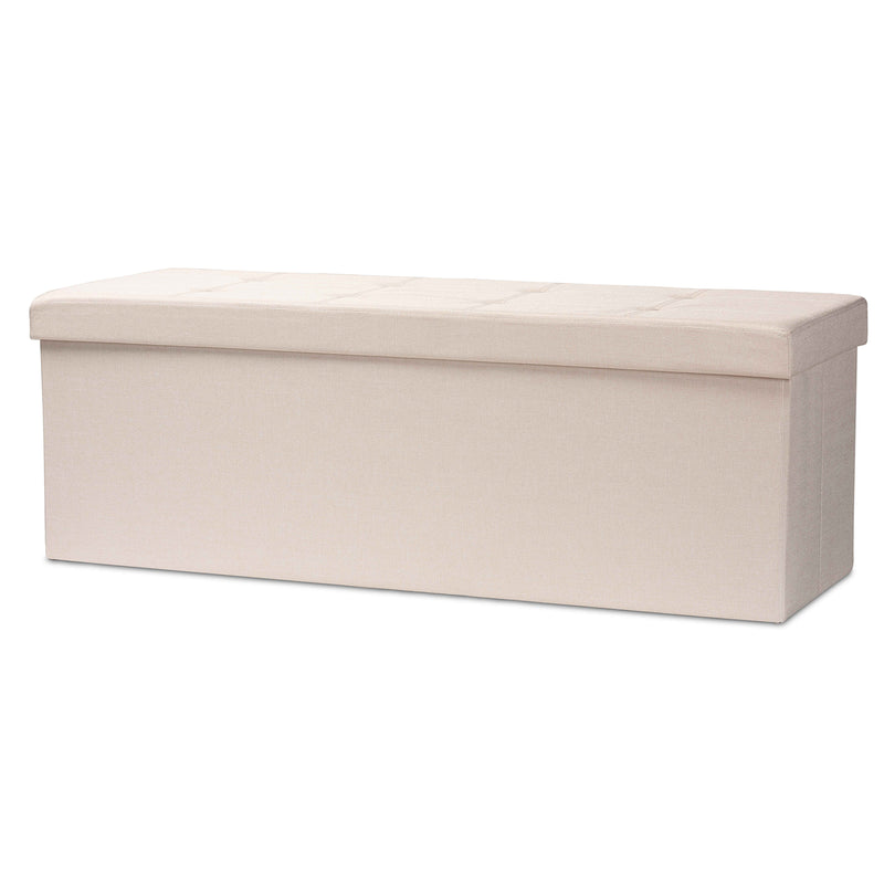 Haide Ottoman Modern and Contemporary Beige Fabric Upholstered Storage