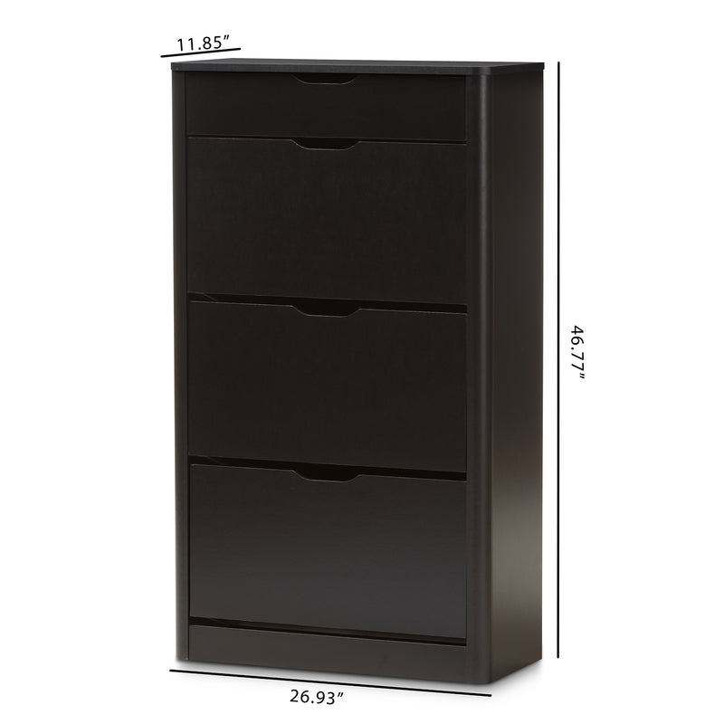 Cayla Modern Black Wood Shoe Cabinet for Stylish Entryway and Hallway Storage Solutions