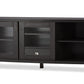 Walda 60-Inch TV Cabinet in Greyish Dark Brown Wood with 2 Sliding Doors and 1 Drawer for Stylish Living Room Storage Solutions