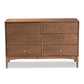 Landis Mid-Century Modern Dresser 6-Drawer Ash Walnut Finished Wood Storage for Bedroom or Living Room