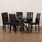 Marie 7-Piece Dining Set Modern Dark Brown Faux Leather Chairs with Dark Brown Finished Wood Table