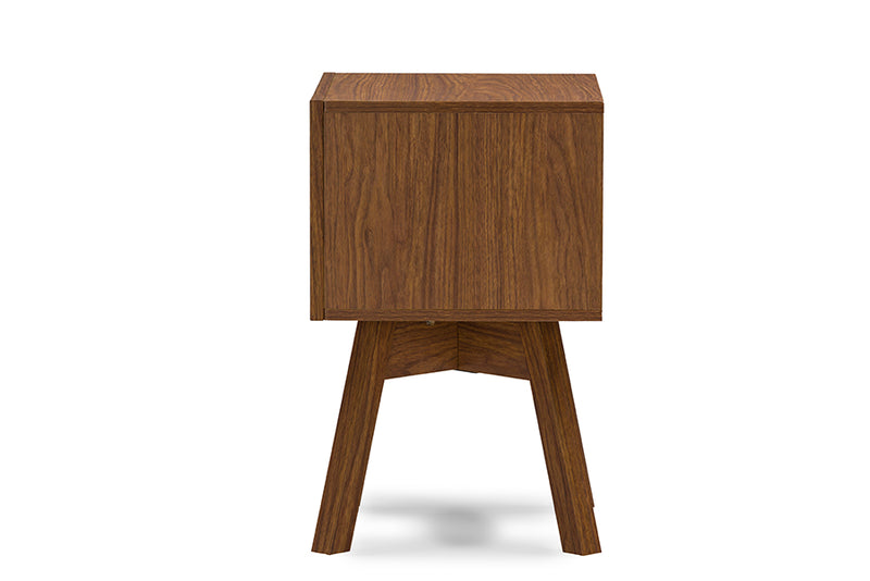 Warwick Modern Accent Table and Nightstand in Two-tone Walnut and White Finish, Stylish Furniture for Living Room and Bedroom