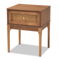 Ramiel Nightstand Mid-Century Modern Design Ash Walnut Finish Wood Rattan with 1 Drawer for Storage