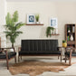 Nikko Living Room Set Mid-century Modern Scandinavian Style Black Faux Leather 3 Pieces