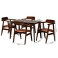 Cleo Dining Set Mid-Century Modern Light Brown Fabric and Dark Brown Finished Wood 5-Piece