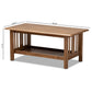 Rylie Coffee Table - Traditional Mission Style in Walnut Brown Finish, Rectangular Wood Design for Elegant Living Rooms