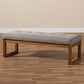 Caramay Bench Modern and Contemporary Grey Fabric Upholstered Walnut Brown Finished Wood