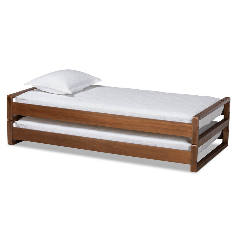 Klara Expandable Twin to King Size Bed Frame in Modern Walnut Finish