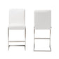 Toulan Barstool Set of 2 Modern White Faux Leather Upholstered with Stainless Steel Frame