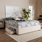 Leni Platform Storage Bed Frame - Modern and Contemporary Beige Fabric Upholstered 4-Drawer Design