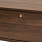 Edel Coffee Table Mid-Century Modern Walnut Brown with Gold Finished Wood Accents