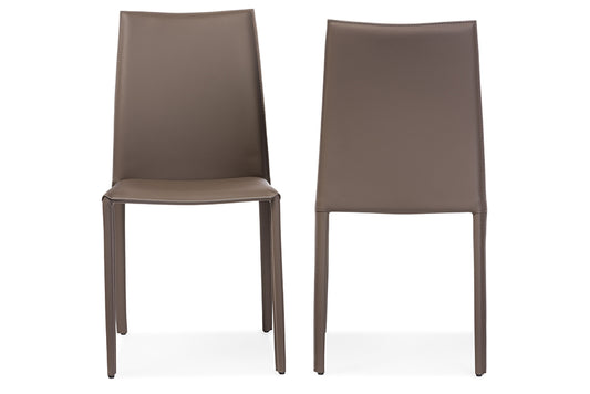 Rockford Dining Chair Set of 2 Modern Taupe Bonded Leather Upholstered Chairs for Stylish Dining Rooms