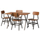 Irwin 5-Piece Dining Set Modern Industrial Design with Walnut Brown Wood and Black Metal Accents