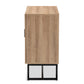 Darien Storage Cabinet Modern Contemporary Design Natural Brown Wood Black Metal 2 Doors for Stylish Organization