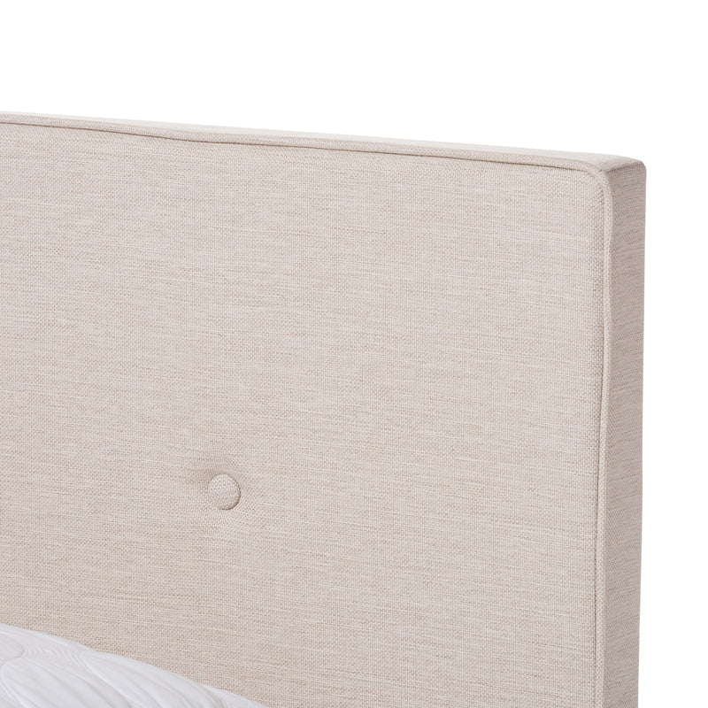 Hampton Bed - Modern and Contemporary Light Beige Fabric Upholstered