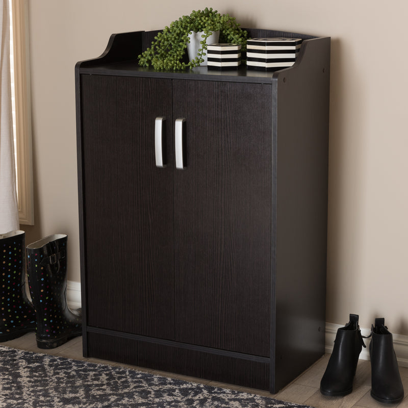 Verdell Shoe Cabinet Modern Contemporary Wenge Brown Finish for Stylish Storage Solutions