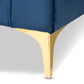 Giselle Glam Luxe Sectional Sofa Navy Blue Velvet Upholstered with Mirrored Gold Finish and Left Facing Chaise