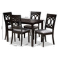 Lucie Dining Set Modern Contemporary Grey Fabric Upholstered Espresso Brown Finished 5-Piece Wood