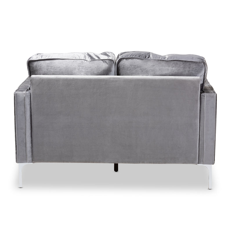 Clara Loveseat Modern Grey Velvet Fabric Upholstered 2-Seater Sofa for Stylish Living Rooms and Cozy Spaces