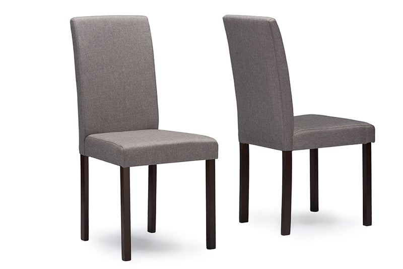 Andrew Dining Chair Contemporary Espresso Wood Beige Fabric Set of 4