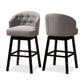 Theron Bar Stool Set of 2 Gray Fabric Upholstered Wood Transitional