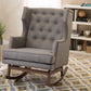 Iona Rocking Chair Mid-century Retro Modern Grey Fabric Upholstered Button-tufted Wingback