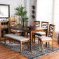 Lanier 6-Piece Dining Set Modern Grey Fabric Upholstered Chairs with Walnut Brown Finished Wood Table