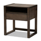 Inicio Nightstand - Modern Charcoal Brown 1-Drawer Wooden Side Table for Bedroom Storage