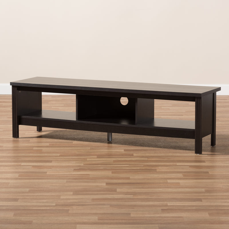 Callie TV Stand Modern Contemporary Wenge Brown Finished Entertainment Center with Storage for Living Room