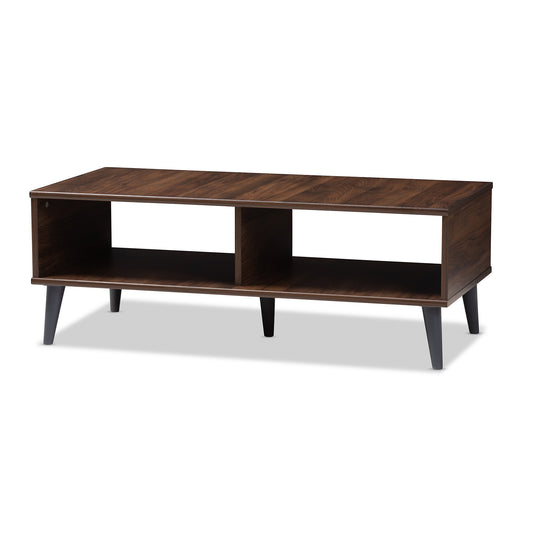 Pierre Coffee Table Mid-Century Modern Brown and Dark Grey Finished Wood