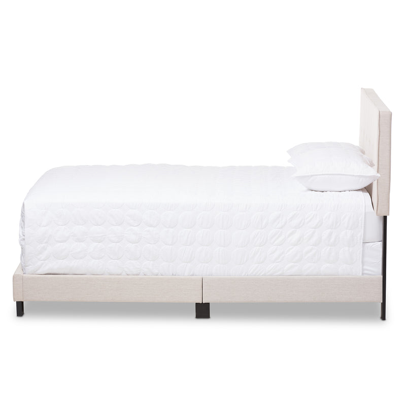 Hampton Bed - Modern and Contemporary Light Beige Fabric Upholstered