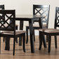 Lexi Dining Set Modern Beige Fabric and Dark Brown Finished Wood 5-Piece Dining Room Furniture for Stylish Home Decor