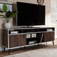 Marion Mid-Century Modern TV Stand in Brown and White with Storage and Stylish Design