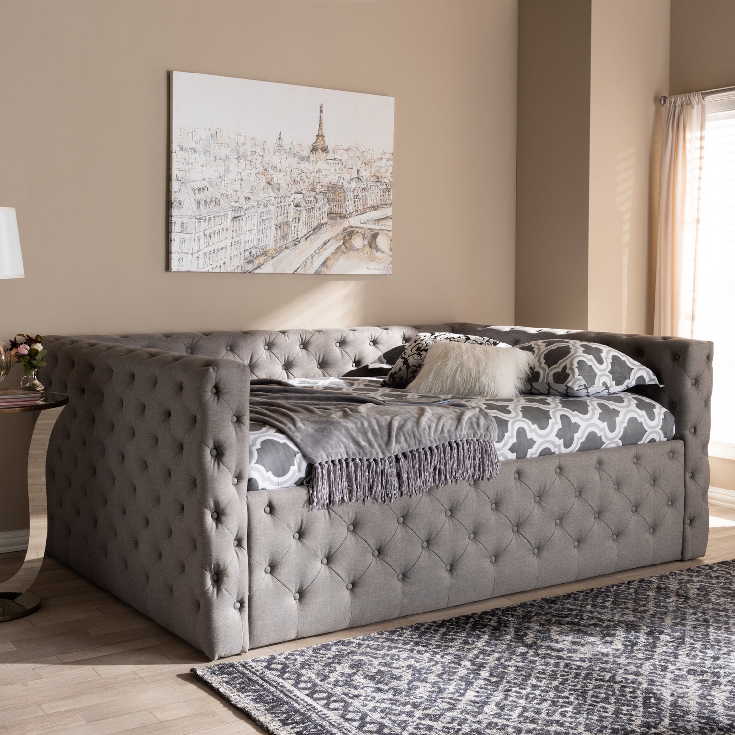 Anabella Daybed - Modern and Contemporary Grey Fabric Upholstered