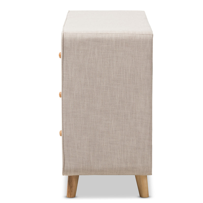 Jonesy Dresser - Mid-Century Beige Linen Upholstered 6-Drawer