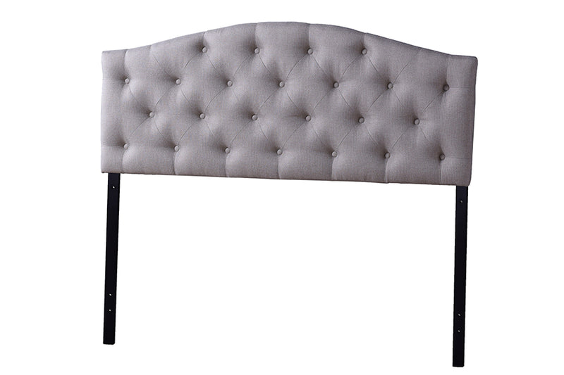 Myra Headboard - Modern and Contemporary Black Faux Leather Upholstered Button-Tufted Scalloped Design