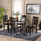 Luisa Dining Set Modern and Contemporary Transitional Dark Brown Finished Wood 5-Piece