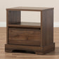 Burnwood Modern Nightstand Walnut Brown Finished Wood with 1 Drawer for Bedroom Storage