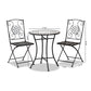 Callison Outdoor Dining Set - Modern 3-Piece Metal and Multi-Colored Glass in Black Finish for Stylish Patio Dining