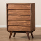 Sierra Mid-Century Modern Chest - 5-Drawer Brown Wood Storage Unit for Bedroom or Living Room