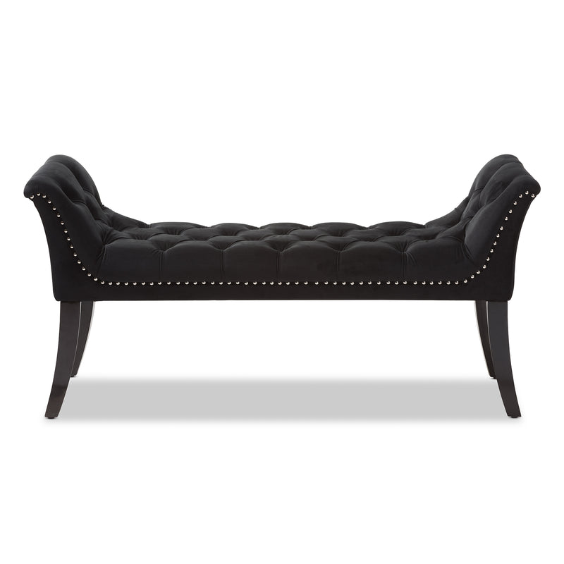 Chandelle Bench Luxe and Contemporary Black Velvet Upholstered