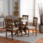 Alisa Dining Set Modern and Contemporary Grey Fabric Upholstered Dark Brown Finished Wood 5-Piece