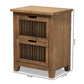 Clement Rustic Transitional End Table Medium Oak Finished Wood with 2 Drawers and Spindle Design