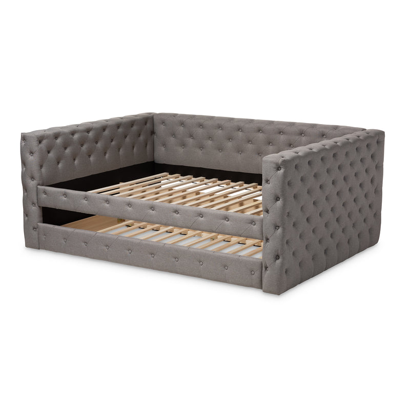 Anabella Daybed - Modern and Contemporary Grey Fabric Upholstered with Trundle