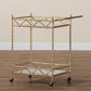 Mela 2-Tier Wine Cart - Contemporary Glam Design with Gold Metal Frame and White Marble Shelves