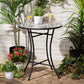 Callison Outdoor Dining Table - Modern Design with Black Metal Frame and Multi-Colored Glass Top for Stylish Patio Dining