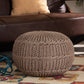 Palmas Pouf Ottoman Modern and Contemporary Bohemian Beige Handwoven Pet Yarn