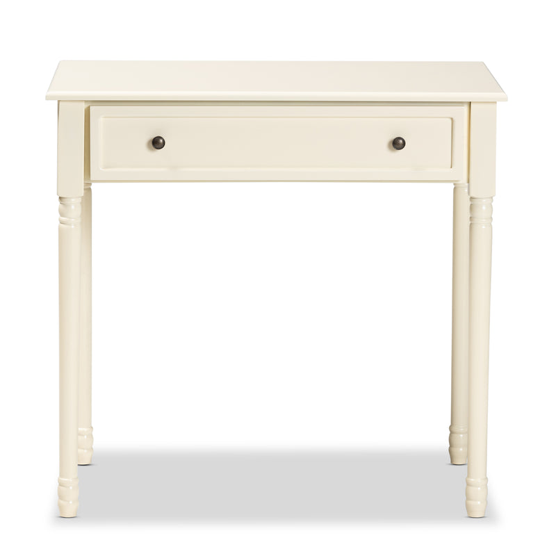 Mahler Classic Console Table White Finished Wood with 1 Drawer for Living Room or Entryway Storage