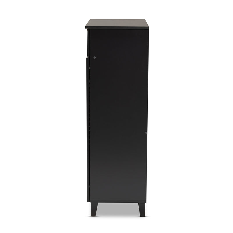 Coolidge Shoe Storage Cabinet Modern and Contemporary Dark Grey Finished 5-Shelf Wood with Drawer